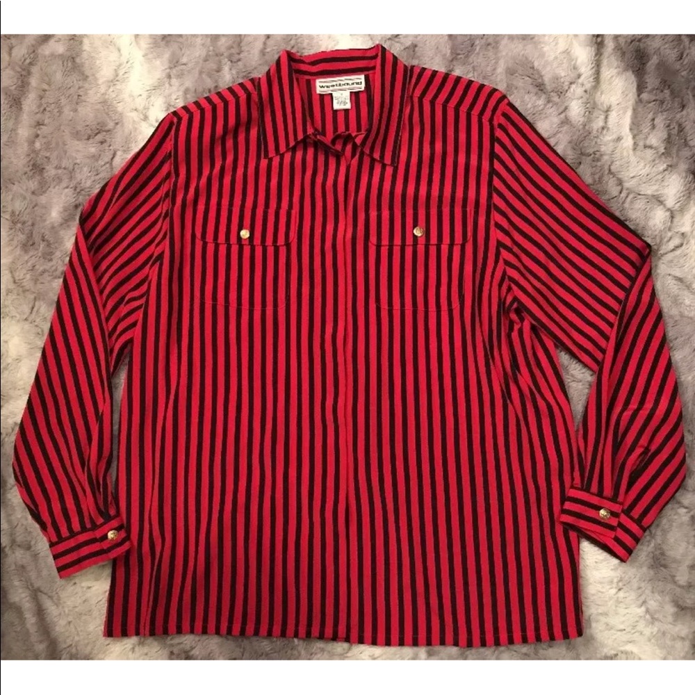 Westbound 80’s red black blouse sz 16 long sleeve